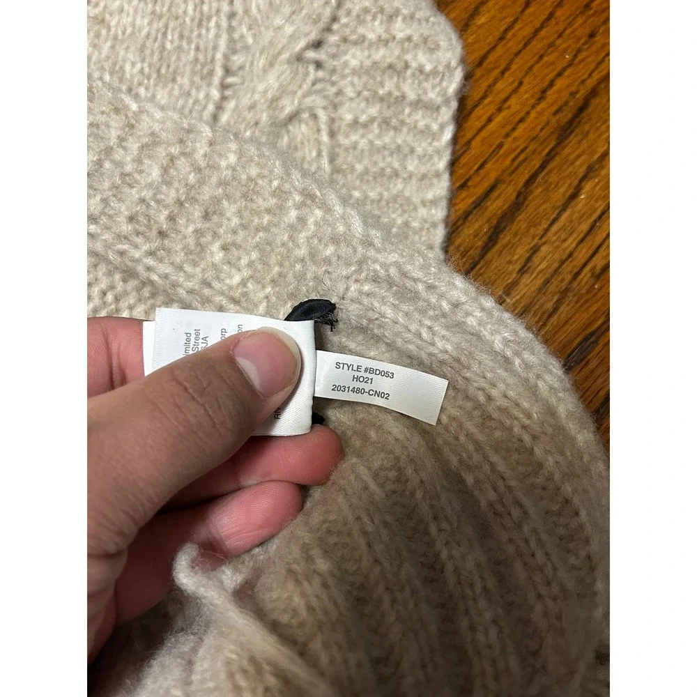 J.Crew Cable Knit Scarf Oatmeal Beige Wool Blend Tassel Fringe BD053 HO21 NEW